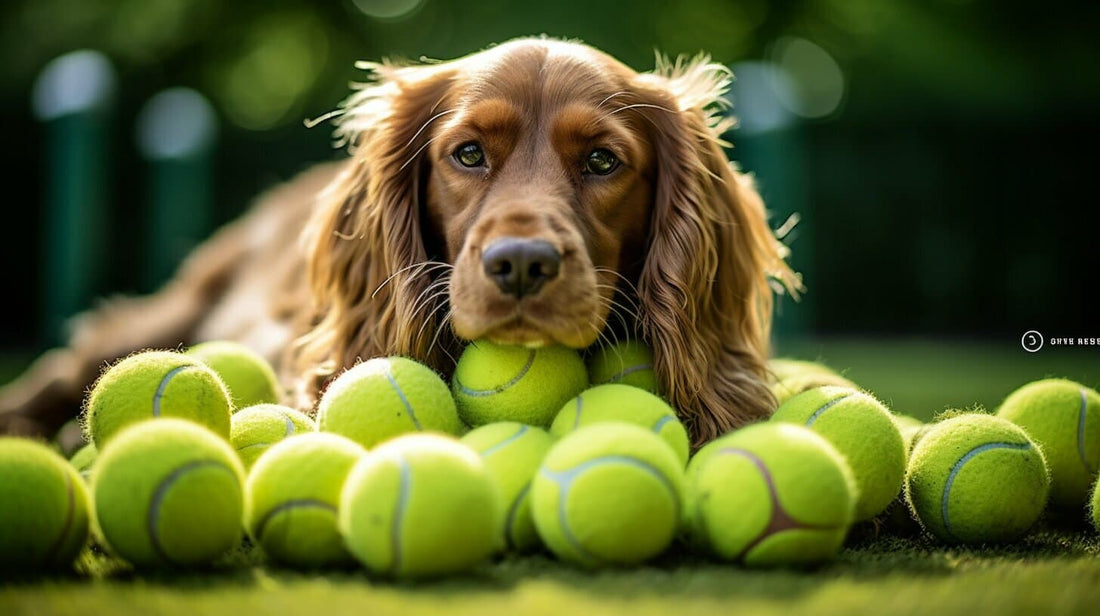 English Cocker Spaniel dog lying on grass – affectionate, intelligent breed known for energy and companionship.