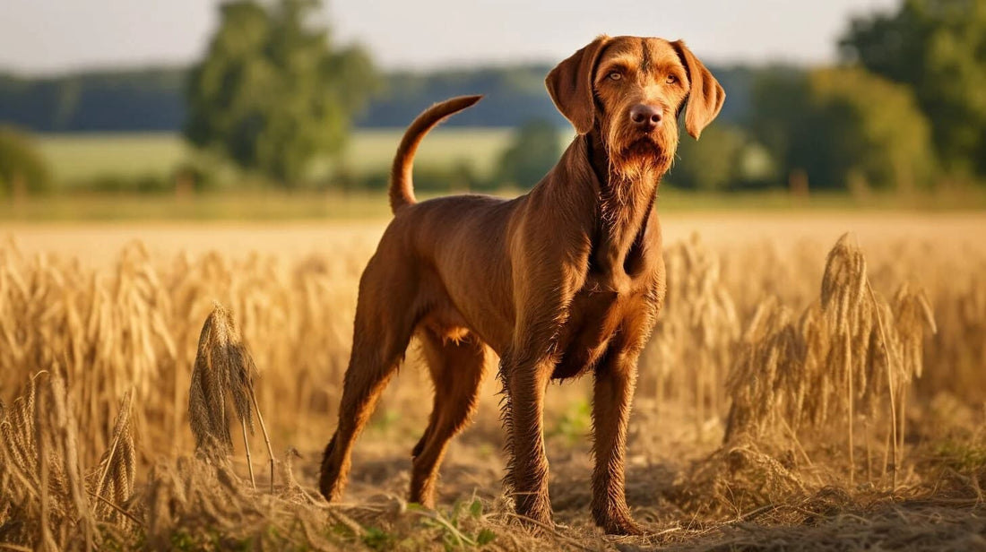 Wirehaired Vizsla Dog in a field