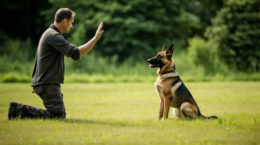 a dog in training