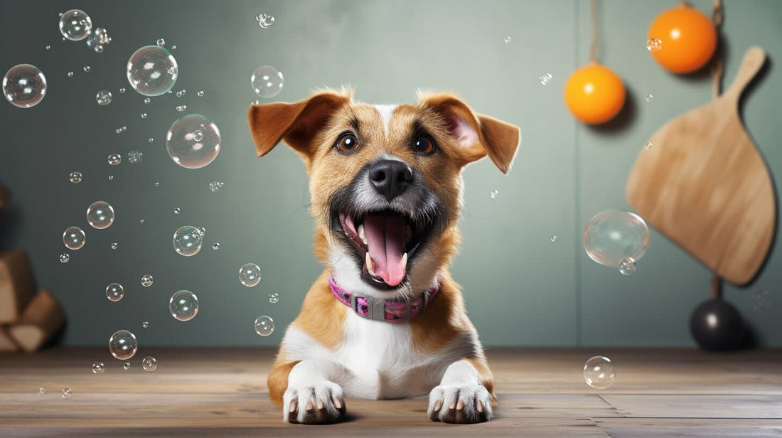 a dog with its tongues out with hiccups