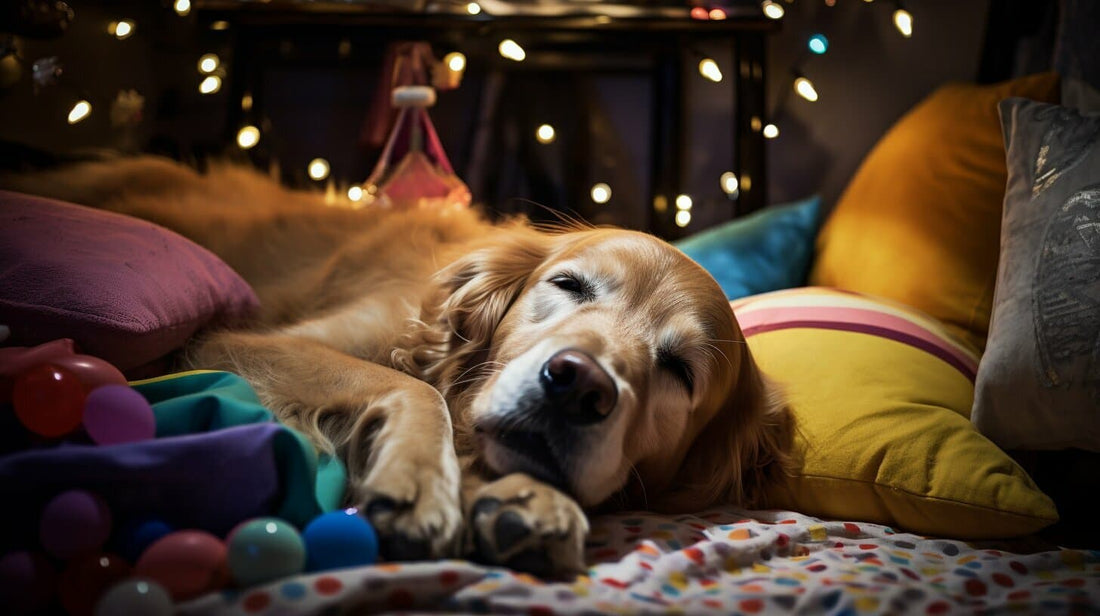 a dog sleeping on its back