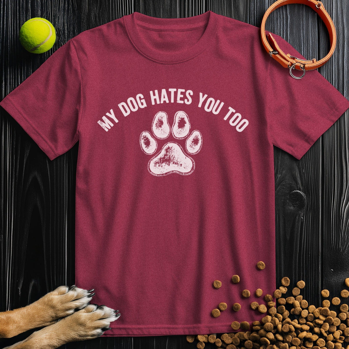 My Dog Hates You Too T-Shirt in red – gift idea for dog lovers