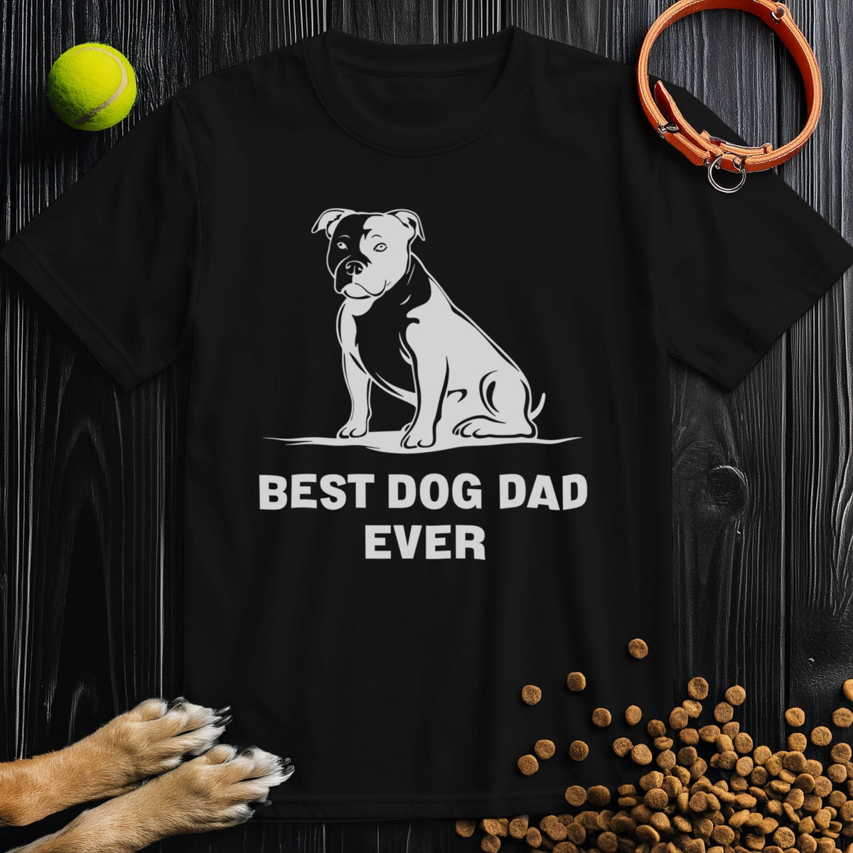 Best Dog Dad Ever White Graphic T-Shirt