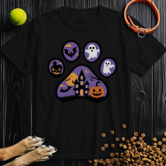 Halloween T-Shirts: Haunted Paw Prints Tee for Spooky Style