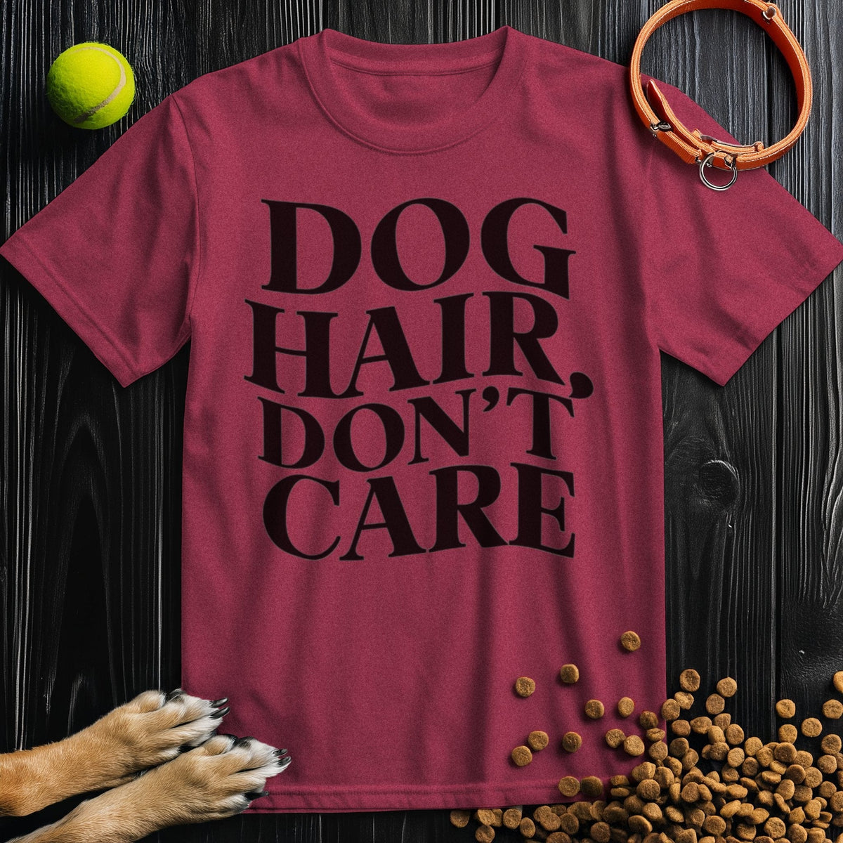Dog Hair, Don't Care Wavy Black Text T-Shirt
