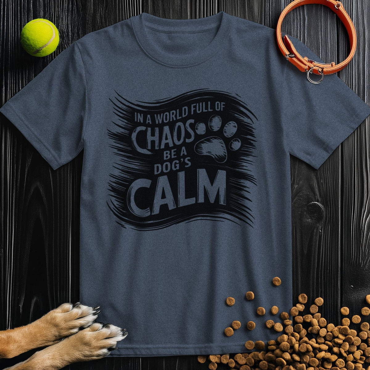 In a World Full of Chaos, Be a Dog’s Calm Black T-Shirt