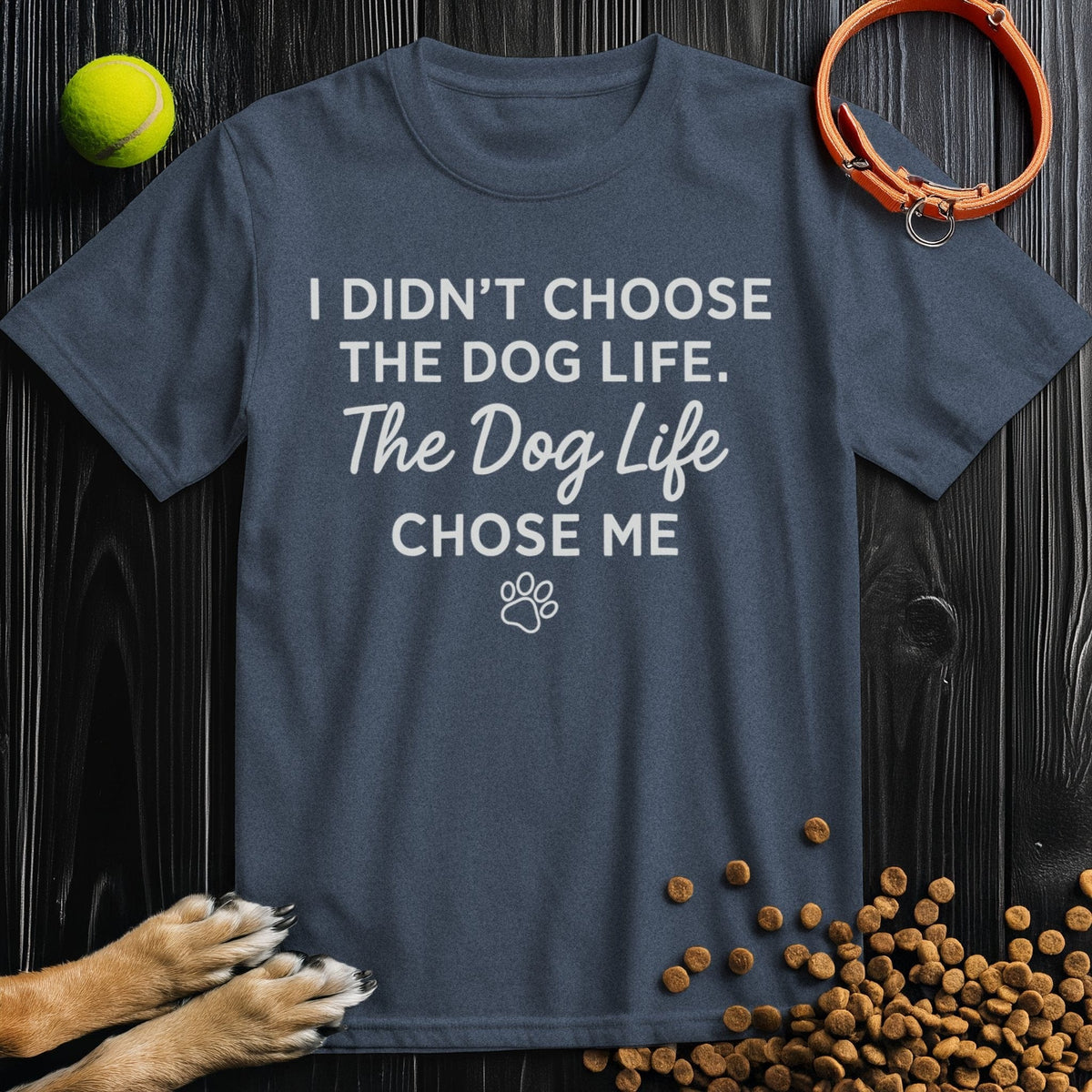 Casual heather navy dog life t-shirt for men and women