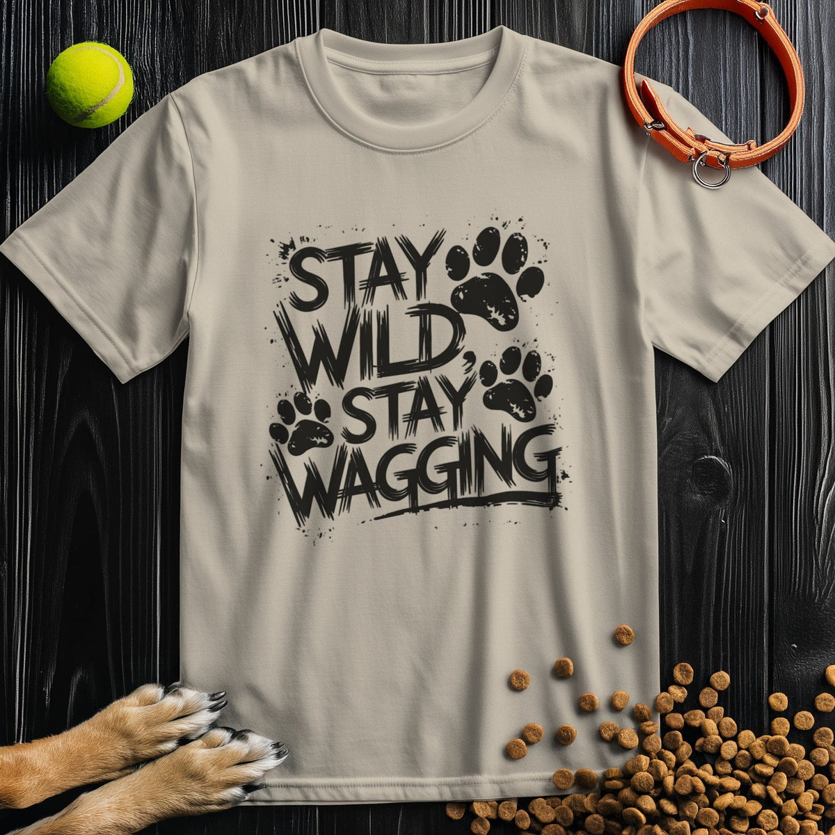 Stay Wild, Stay Wagging Black T-Shirt