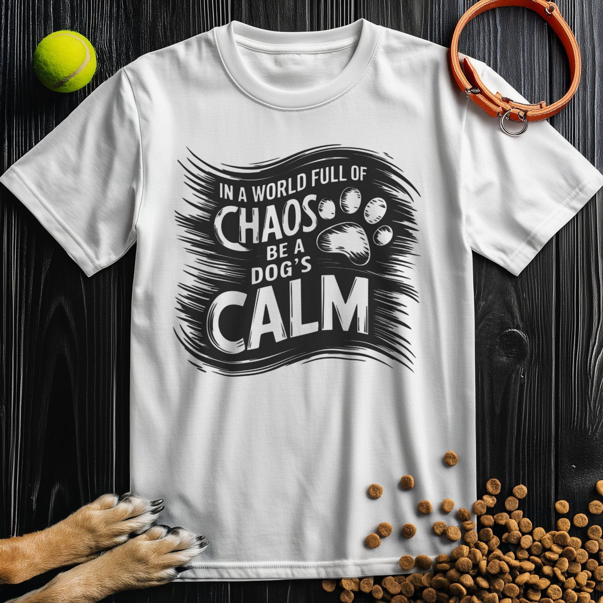 In a World Full of Chaos, Be a Dog’s Calm Black T-Shirt