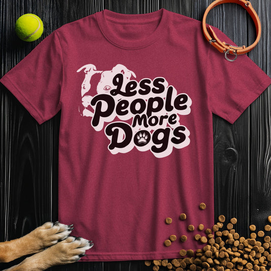 Less People, More Dogs Black Type T-Shirt